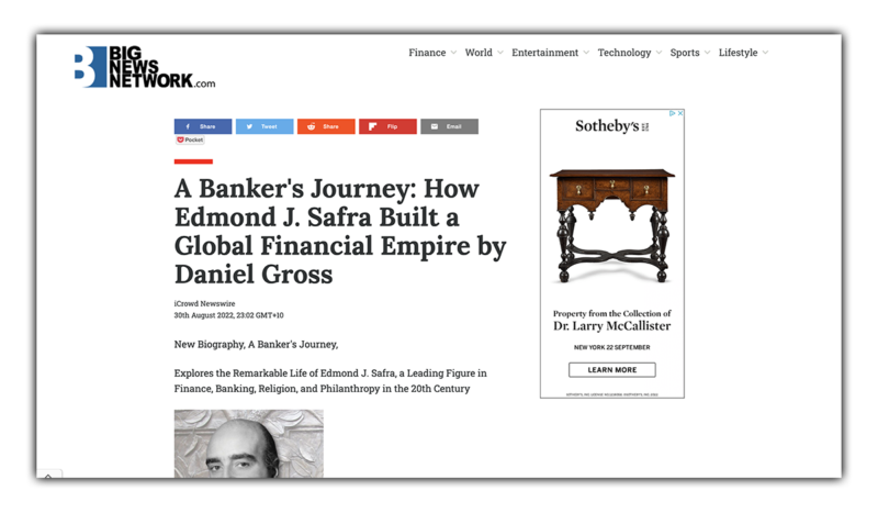 A Banker’s Journey: How Edmond J. Safra Built a Global Financial Empire by Daniel Gross